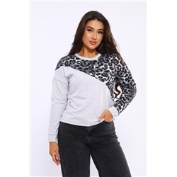 Женский свитшот леопард через плечо 2025-1 (Серый леопард)