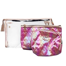 Kristaller Набор женских косметичек Chameleon heart 3 in 1, малиновый перламутр 25093