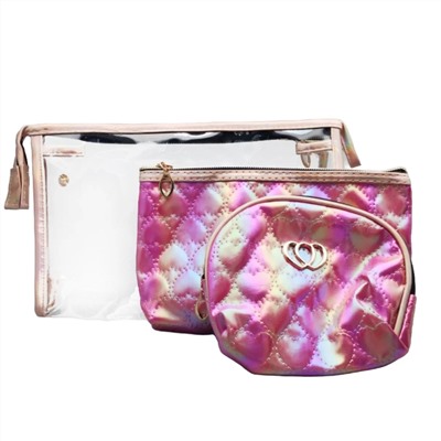 Kristaller Набор женских косметичек Chameleon heart 3 in 1, малиновый перламутр 25093