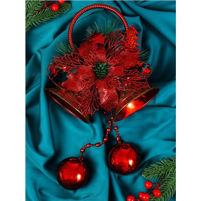 Украшение новогоднее «Зимнее волшебство. Колокольчики», 19×41 см, красное