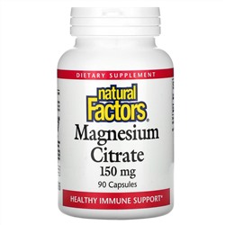 Natural Factors, цитрат магния, 150 мг, 90 капсул