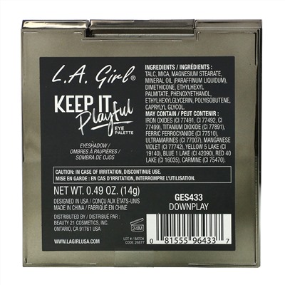 L.A. Girl, Keep It Playful Eye Palette, Downplay, 0.49 oz (14 g)