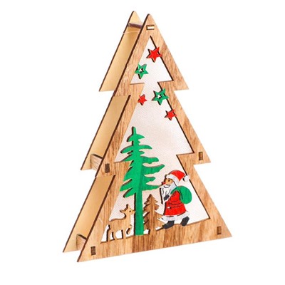 Световой декор «Ёлка и дед мороз», настольный, 15×11×2 см