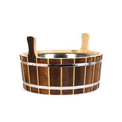 Шайка - таз для бани и сауны «Добрыня», 15 л, деревянная, нержавеющая вставка