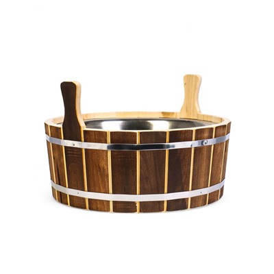 Шайка - таз для бани и сауны «Добрыня», 15 л, деревянная, нержавеющая вставка