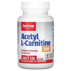 Jarrow Formulas, ацетил L-карнитин, 500 мг, 120 вегетарианских капсул