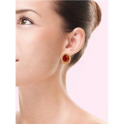 Серьги из золочёного серебра с нат.янтарём 925 пробы 320070з440
