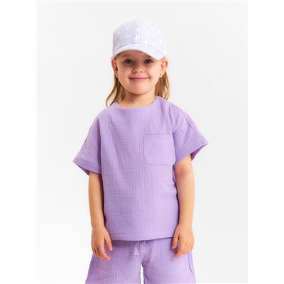 Футболка для девочки из муслина KAFTAN, лиловая, рост 98 см