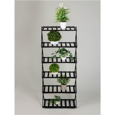 Подставка для цветов Greengo, 6 полок, 50×25×110 см, напольная, бамбук, чёрная