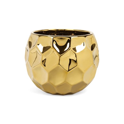 Декоративное кашпо для цветов «Солнечный шар», 2.5 л, 18×15×15.3 см, керамика, золотистое