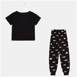 Пижама женская (футболка, брюки) KAFTAN Egg, размер 40-42, чёрная