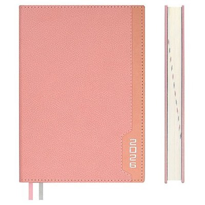 Ежедневник 2026 г. А5 352 стр. 70235 "ДЖУТ РОЗОВЫЙ.  #ДУМАЙ КАК МИЛЛИАРДЕР" кожзам,два ляссе Феникс