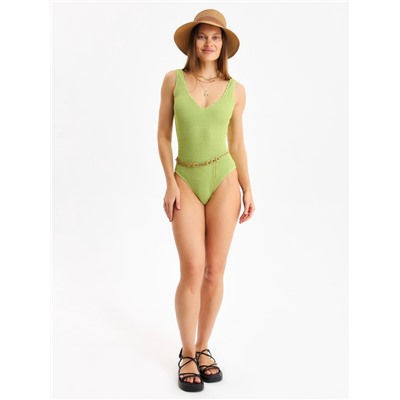 Купальник женский слитный фактурный MINAKU, размер 42, зелёный