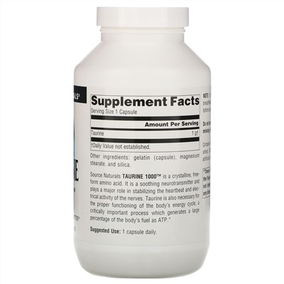 Source Naturals, Таурин, 1000 мг, 240 капсул