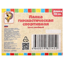 Палка гимнастическая 70 см, зелёная