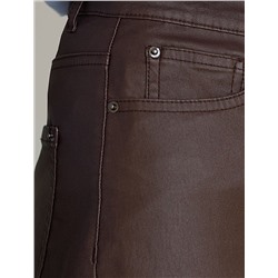 Брюки mom fit из эластичного хлопка с покрытием под кожу