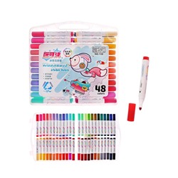 Фломастеры 48 цветов в пластиковом пенала, смываемые водой