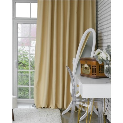 Штора блэкаут портьерная «Этель», 130×300 см, кремовая