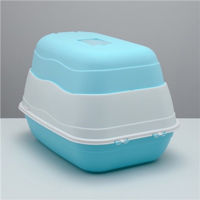 Туалет закрытый 2-в-1 со съёмным верхом 34×50×33 см, голубой