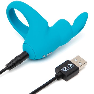 Голубое эрекционное виброкольцо Happy Rabbit Rechargeable Rabbit Cock Ring