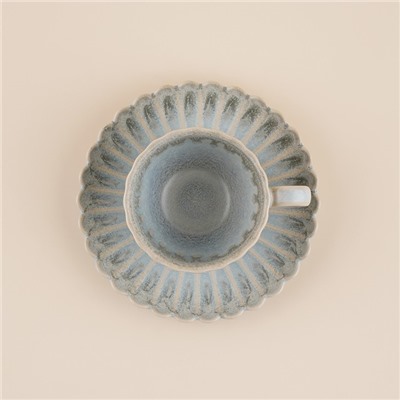 Кофейная пара фарфоровая SL Home «Эхо Крита», 2 предмета: чашка 180 мл, блюдце d=15.5 см, цвет голубой