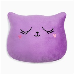Подушка декоративная Этель «Кошка», цвет фиолетовый, 48×38 см, велюр, 100% полиэстер