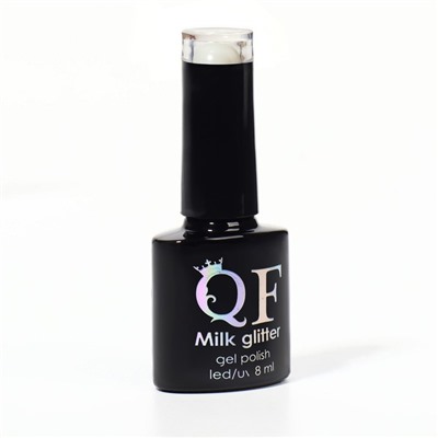 Гель лак для ногтей, «MILK GLITTER», трехфазный, 8 мл, LED/UV, прозрачный (01)