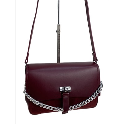 Женская сумка из искусственной замши и искусственной кожи, цвет бордовый