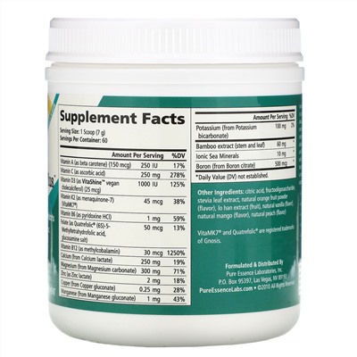 Pure Essence, Ionic-Fizz, Super D-K Calcium Plus, апельсин и ваниль, 420 г (14,82 унции)