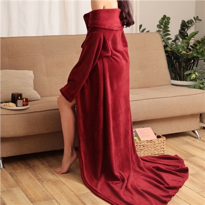 Плед с рукавами «Этель» 150×200 см, корал-флис, 220 г/м², бордовый