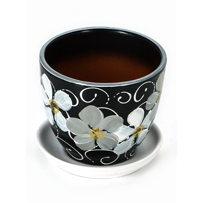 Горшок для цветов «Фиалка», 1 л, d=15 см, h=13 см, керамический, с поддоном