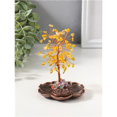 Подставка под благовония «Дерево на цветке», жёлтый, 72 камня, 9×9×13.5 см