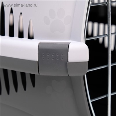 Переноска для животных до 12 кг «Пижон», 49×33×32 см, металлическая дверь, пластик, серая