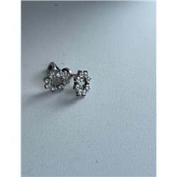 Серьги-пусеты из серебра с фианитами родированные 925 пробы 21389р200