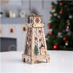 Светодиодная фигура «Снеговик в лесу» 11×23×11 см, дерево, батарейки LR1130×3 (в комплекте), свечение тёплое белое