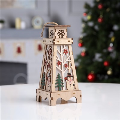 Светодиодная фигура «Снеговик в лесу» 11×23×11 см, дерево, батарейки LR1130×3 (в комплекте), свечение тёплое белое