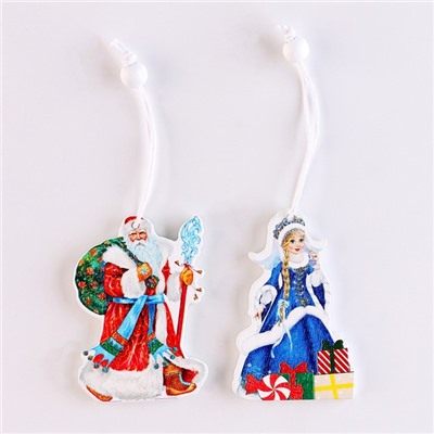 Подвески «Дед Мороз и Снегурочка», набор 12 шт., МИКС