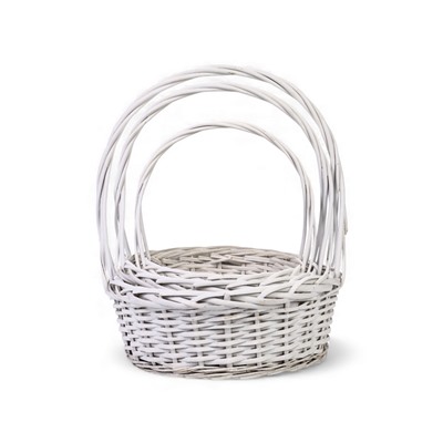 УЦЕНКА Корзина плетёная для хранения, ива, белая, набор 3 шт.