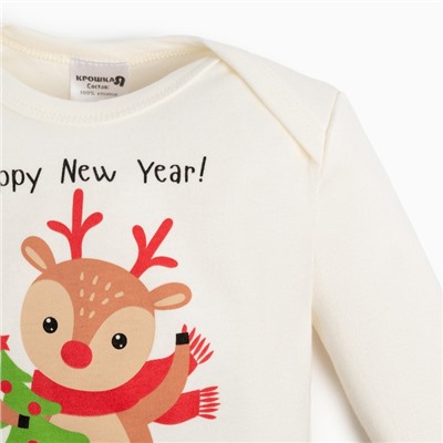 Костюм детский (джемпер, брюки) «Крошка Я. Новогодние зверята», рост 62-68 см, красный, белый