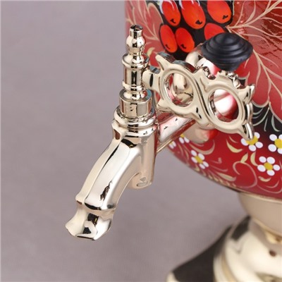 Набор посуды «Рябина», 3 предмета: самовар 3 л, заварочный чайник 0.7 л, поднос