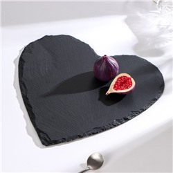 Блюдо для подачи Magistro Valley, из сланца, 30×29 см, в виде сердца, чёрное