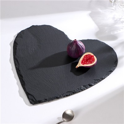 Блюдо для подачи Magistro Valley, из сланца, 30×29 см, в виде сердца, чёрное