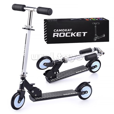 Самокат 2-х колесный ROCKET,колеса PU/ 125 мм,ABEC 7, черный в пакете