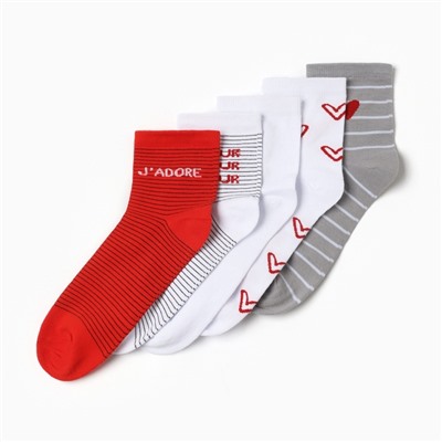 Носки женские KAFTAN Amour, набор 5 пар, размер 36-40 (23-25 см)