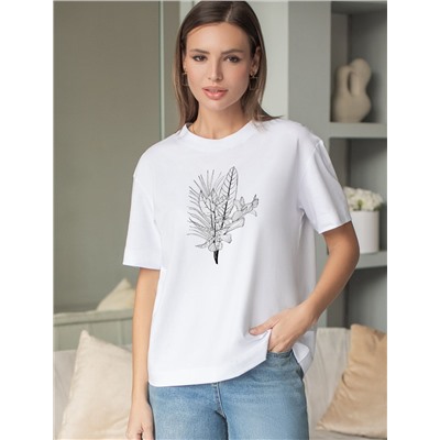 Футболка с принтом свободная из премиального 100% хлопка