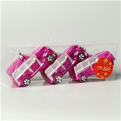 Ёлочные игрушки 3 шт., «Зимнее волшебство, Модельки» пластик, 9×3.5 см, розовый