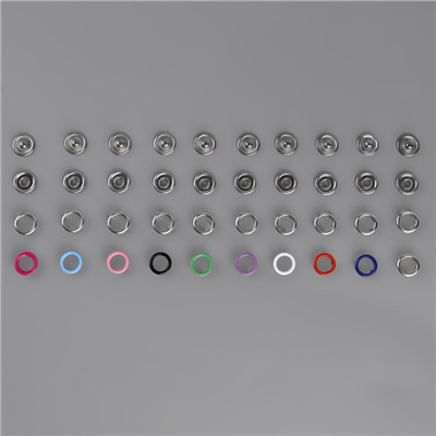 Кнопки рубашечные, открытые, в органайзере, d=9.5 мм, 200 шт., разноцветные