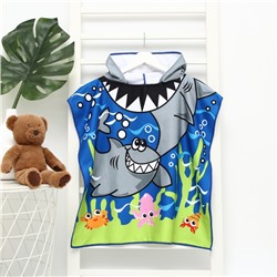 Полотенце - пончо детское махровое «Крошка Я. Акулы», 60×120 см, микрофибра