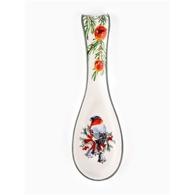 Подставка под ложку новогодняя «Снегирь», 7×22.3 см, ручная работа