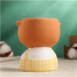 Декоративный горшок для цветов «Лисичка в жёлтом комбинезоне» керамический, 330 мл, 6×11 см